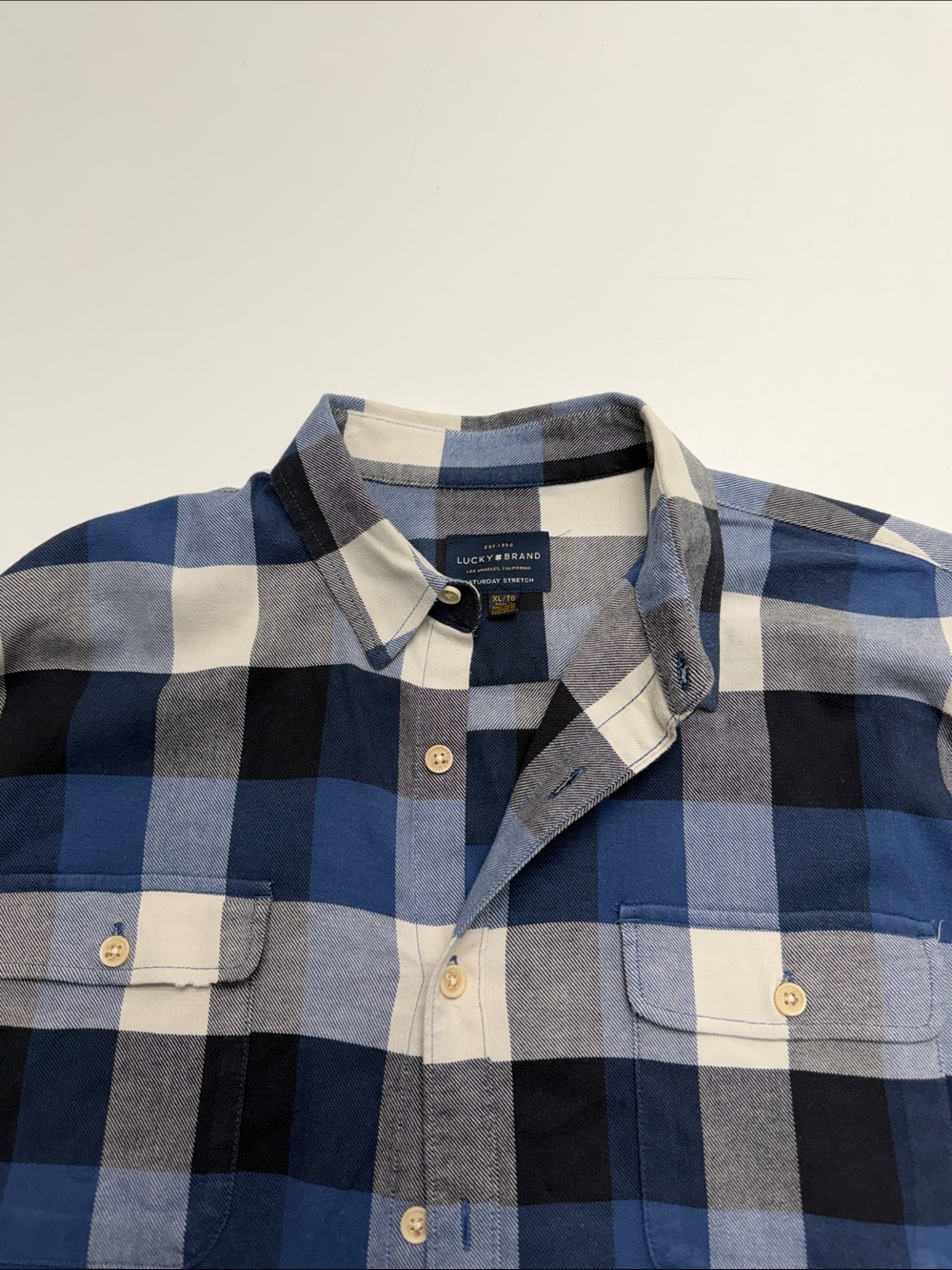 LUCKY BRAND Men’s XL Blue Plaid Flannel Shirt